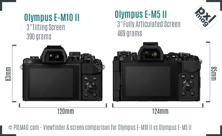 Olympus E-M10 II vs Olympus E-M5 II Screen and Viewfinder comparison