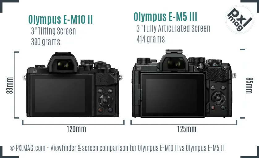 Olympus E-M10 II vs Olympus E-M5 III Screen and Viewfinder comparison