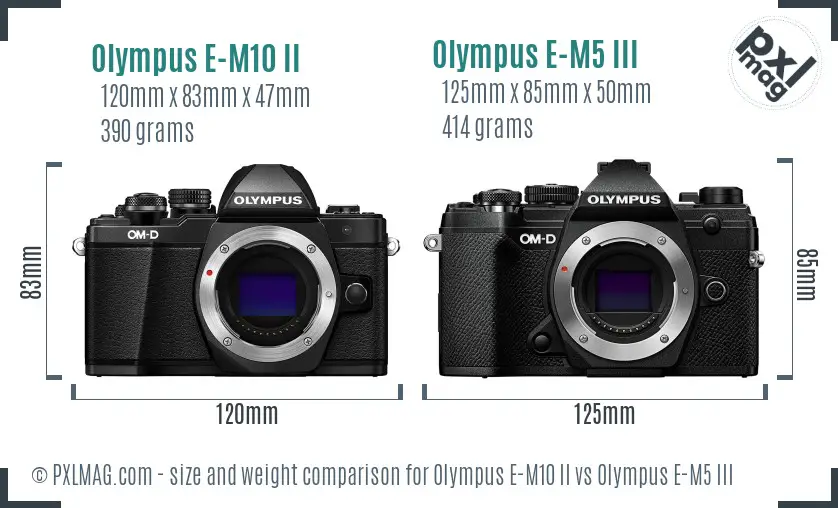 Olympus E-M10 II vs Olympus E-M5 III size comparison