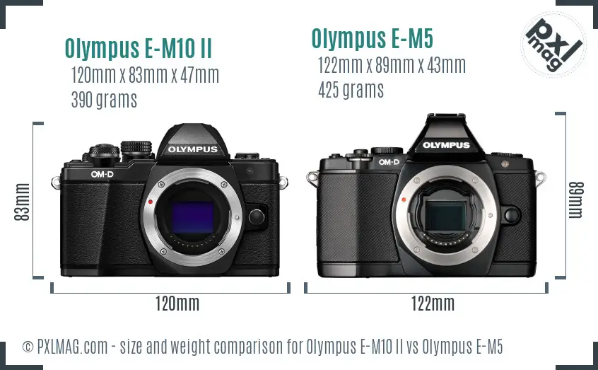 Olympus E-M10 II vs Olympus E-M5 size comparison