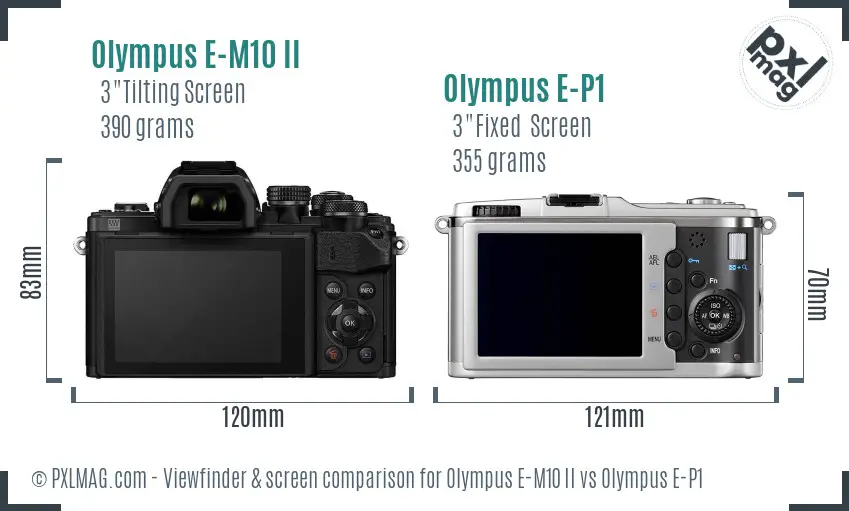 Olympus E-M10 II vs Olympus E-P1 Screen and Viewfinder comparison