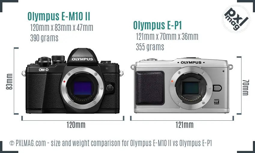Olympus E-M10 II vs Olympus E-P1 size comparison