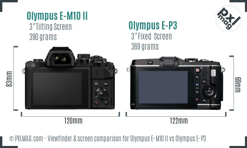 Olympus E-M10 II vs Olympus E-P3 Screen and Viewfinder comparison