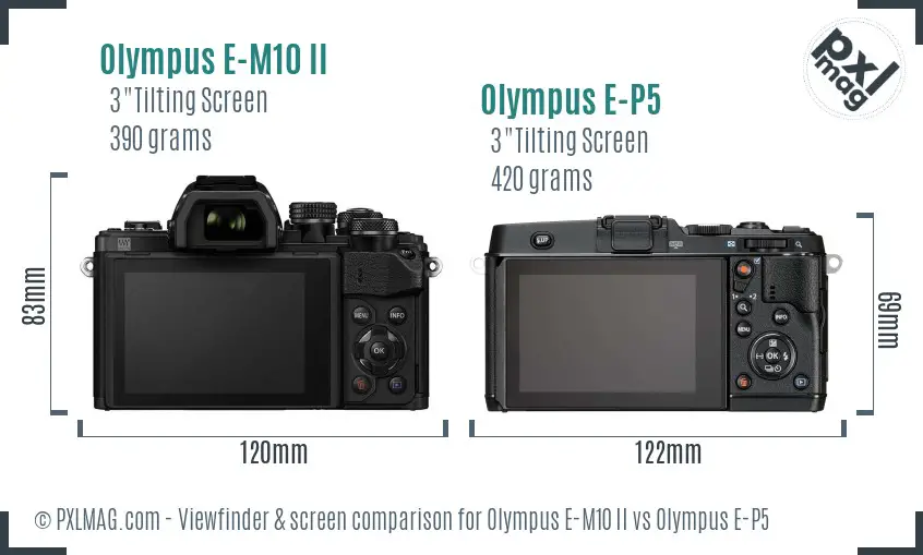Olympus E-M10 II vs Olympus E-P5 Screen and Viewfinder comparison