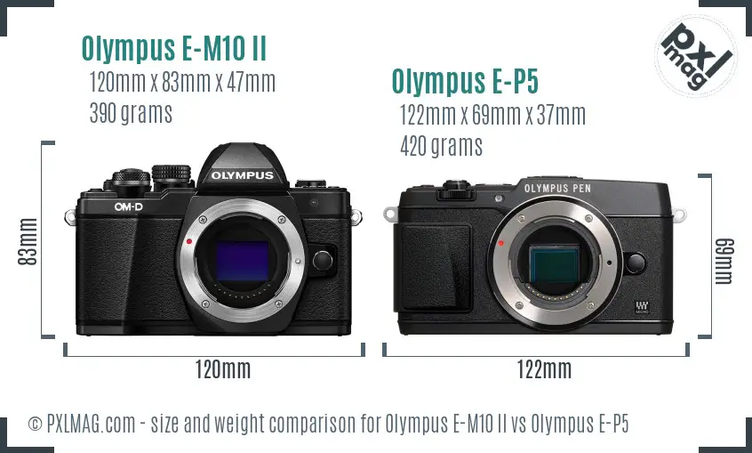 Olympus E-M10 II vs Olympus E-P5 size comparison