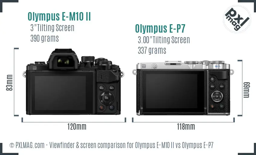 Olympus E-M10 II vs Olympus E-P7 Screen and Viewfinder comparison