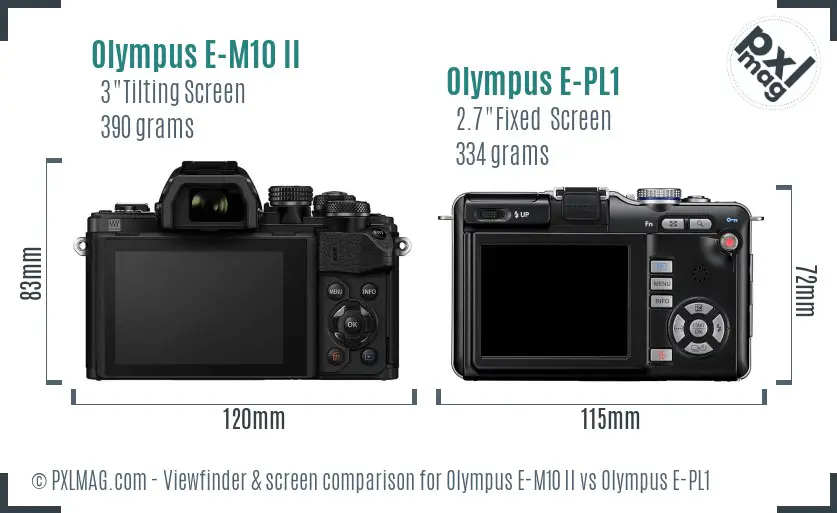 Olympus E-M10 II vs Olympus E-PL1 Screen and Viewfinder comparison