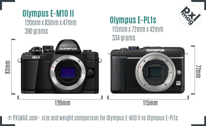 Olympus E-M10 II vs Olympus E-PL1s size comparison