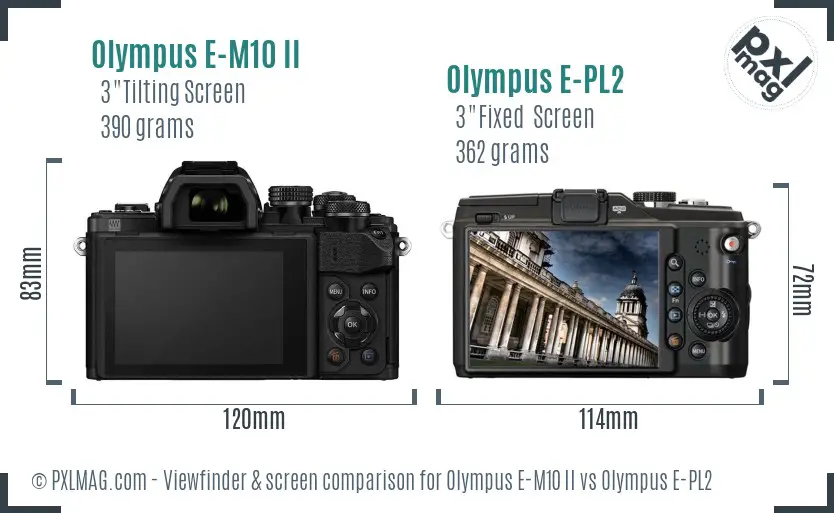 Olympus E-M10 II vs Olympus E-PL2 Screen and Viewfinder comparison