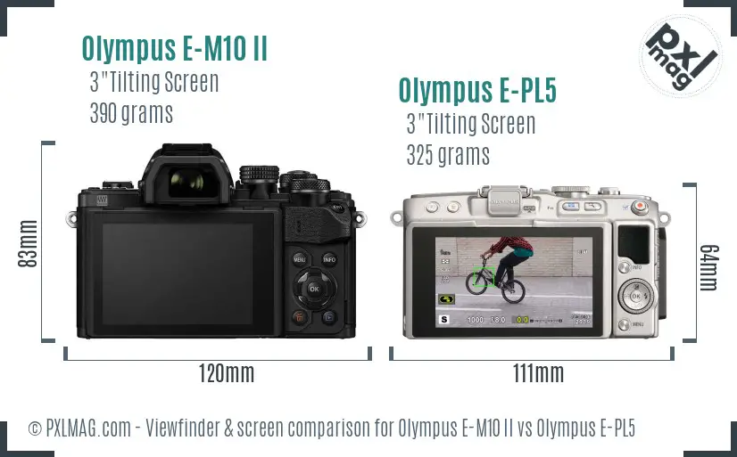 Olympus E-M10 II vs Olympus E-PL5 Screen and Viewfinder comparison
