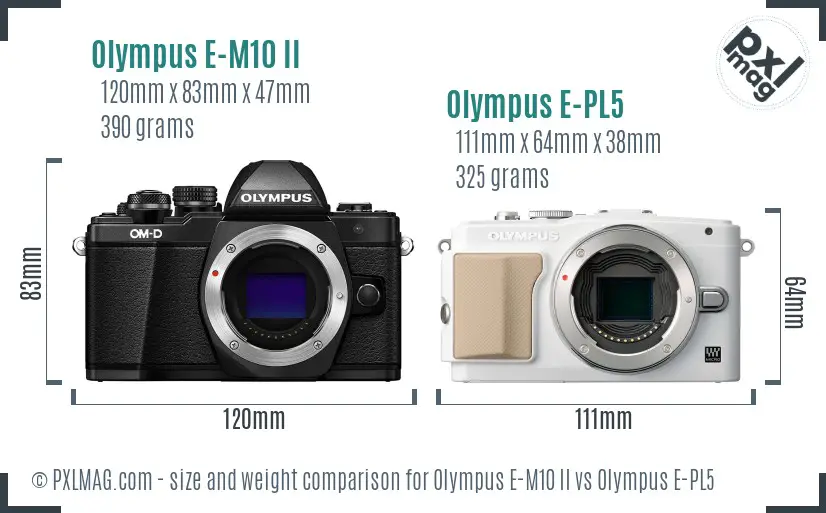 Olympus E-M10 II vs Olympus E-PL5 size comparison