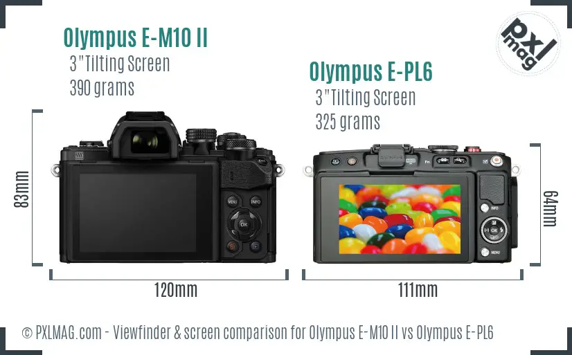 Olympus E-M10 II vs Olympus E-PL6 Screen and Viewfinder comparison