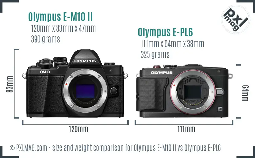 Olympus E-M10 II vs Olympus E-PL6 size comparison