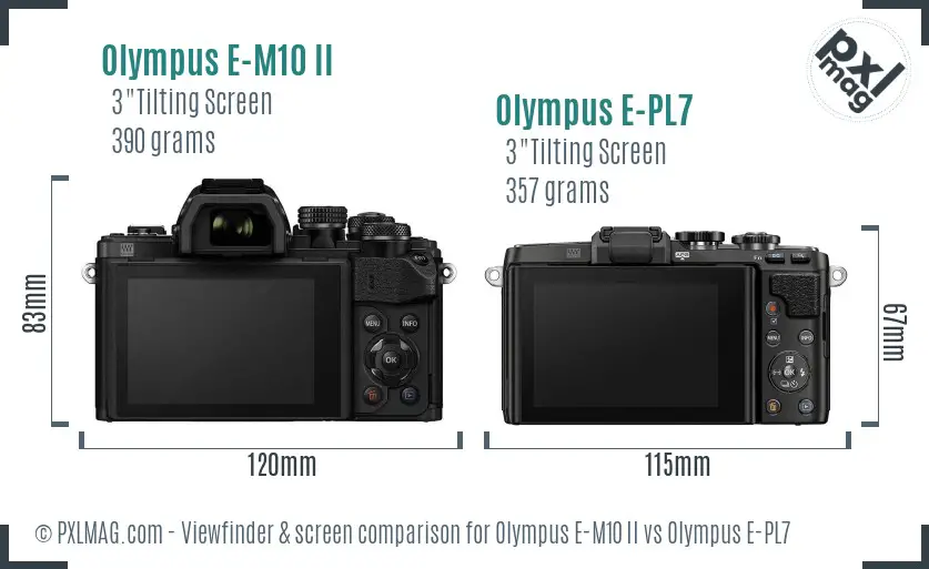 Olympus E-M10 II vs Olympus E-PL7 Screen and Viewfinder comparison