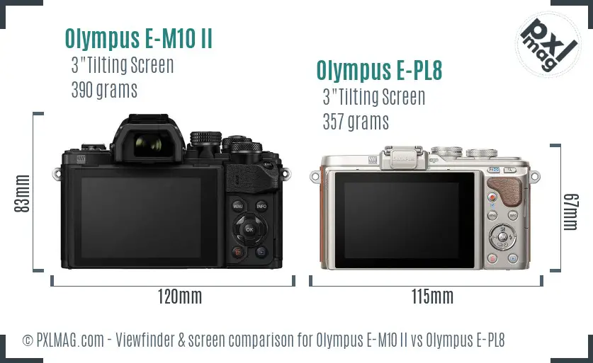 Olympus E-M10 II vs Olympus E-PL8 Screen and Viewfinder comparison
