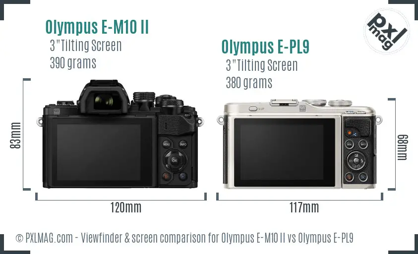 Olympus E-M10 II vs Olympus E-PL9 Screen and Viewfinder comparison