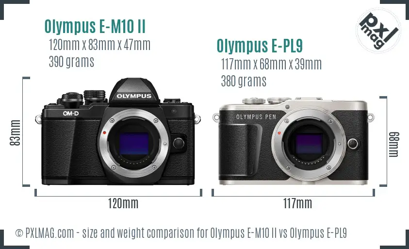 Olympus E-M10 II vs Olympus E-PL9 size comparison