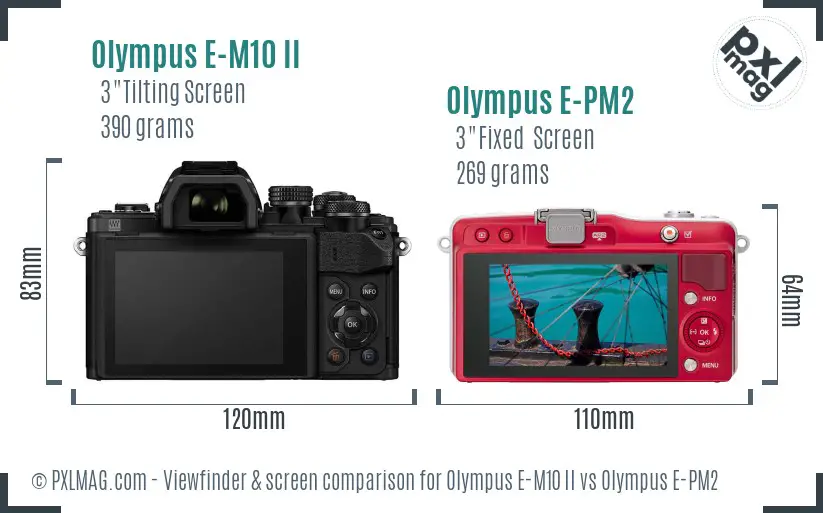 Olympus E-M10 II vs Olympus E-PM2 Screen and Viewfinder comparison