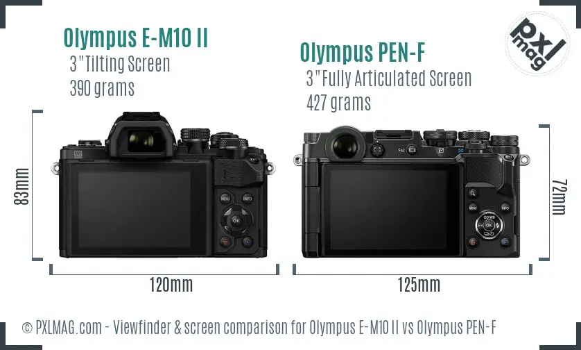 Olympus E-M10 II vs Olympus PEN-F Screen and Viewfinder comparison