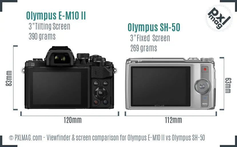 Olympus E-M10 II vs Olympus SH-50 Screen and Viewfinder comparison