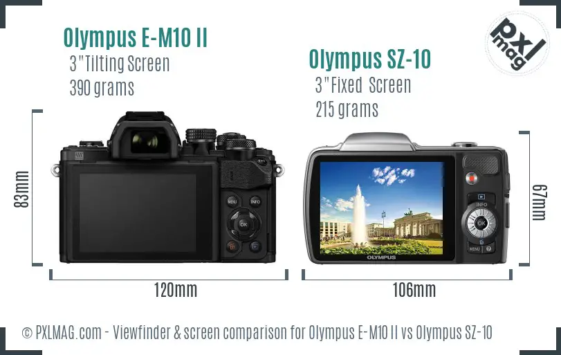 Olympus E-M10 II vs Olympus SZ-10 Screen and Viewfinder comparison