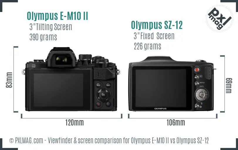 Olympus E-M10 II vs Olympus SZ-12 Screen and Viewfinder comparison