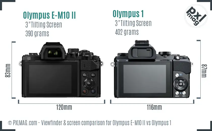 Olympus E-M10 II vs Olympus 1 Screen and Viewfinder comparison