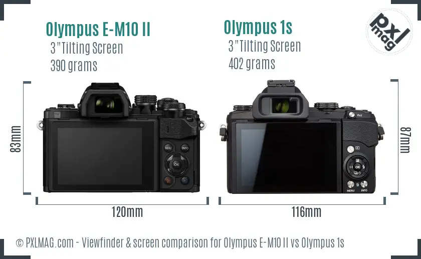 Olympus E-M10 II vs Olympus 1s Screen and Viewfinder comparison