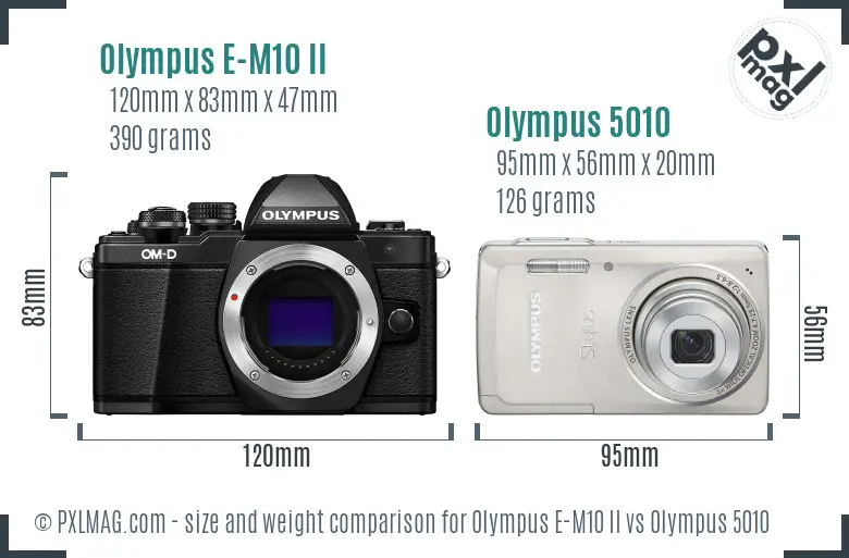 Olympus E-M10 II vs Olympus 5010 size comparison