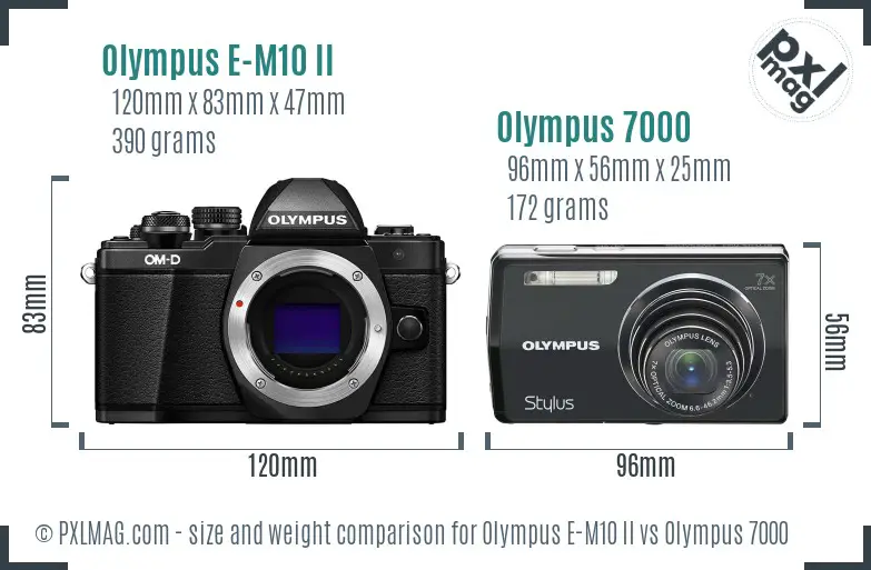 Olympus E-M10 II vs Olympus 7000 size comparison