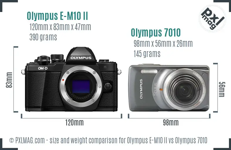 Olympus E-M10 II vs Olympus 7010 size comparison