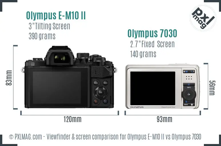 Olympus E-M10 II vs Olympus 7030 Screen and Viewfinder comparison