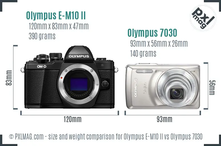 Olympus E-M10 II vs Olympus 7030 size comparison