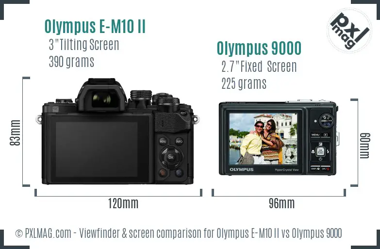 Olympus E-M10 II vs Olympus 9000 Screen and Viewfinder comparison