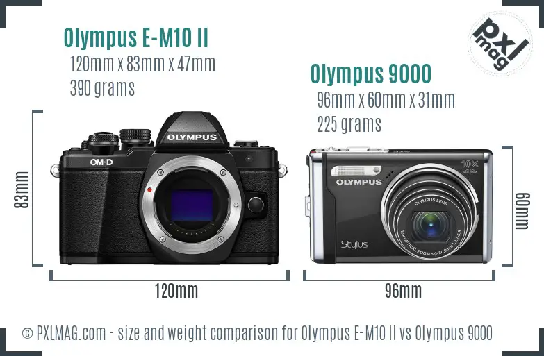 Olympus E-M10 II vs Olympus 9000 size comparison