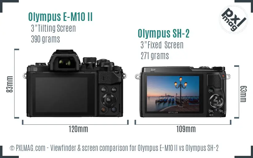Olympus E-M10 II vs Olympus SH-2 Screen and Viewfinder comparison