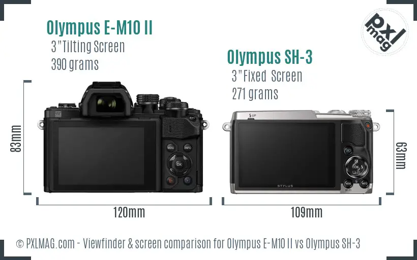 Olympus E-M10 II vs Olympus SH-3 Screen and Viewfinder comparison