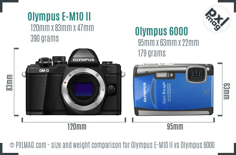 Olympus E-M10 II vs Olympus 6000 size comparison