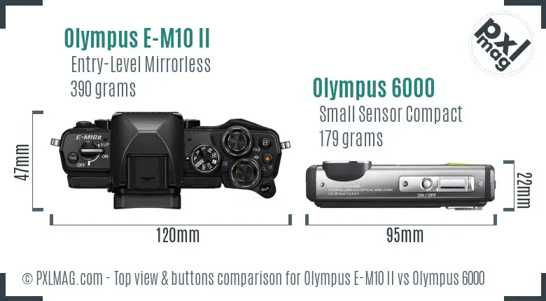 Olympus E-M10 II vs Olympus 6000 top view buttons comparison