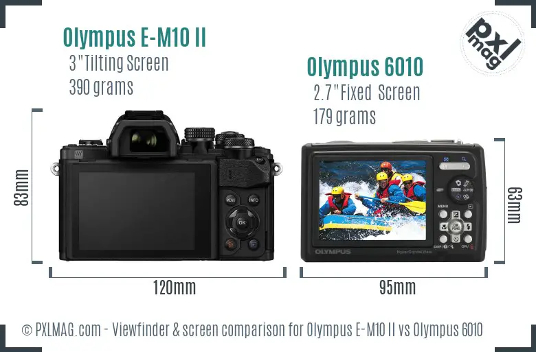 Olympus E-M10 II vs Olympus 6010 Screen and Viewfinder comparison