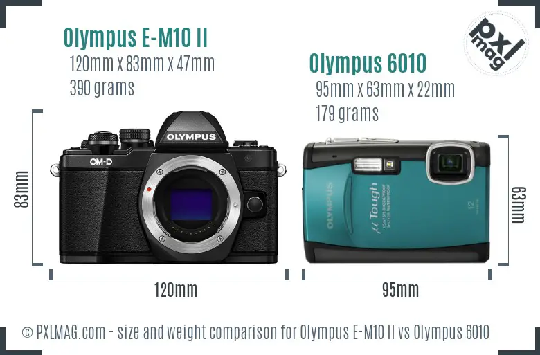 Olympus E-M10 II vs Olympus 6010 size comparison