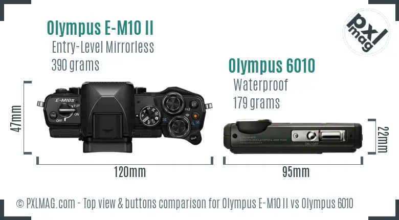 Olympus E-M10 II vs Olympus 6010 top view buttons comparison