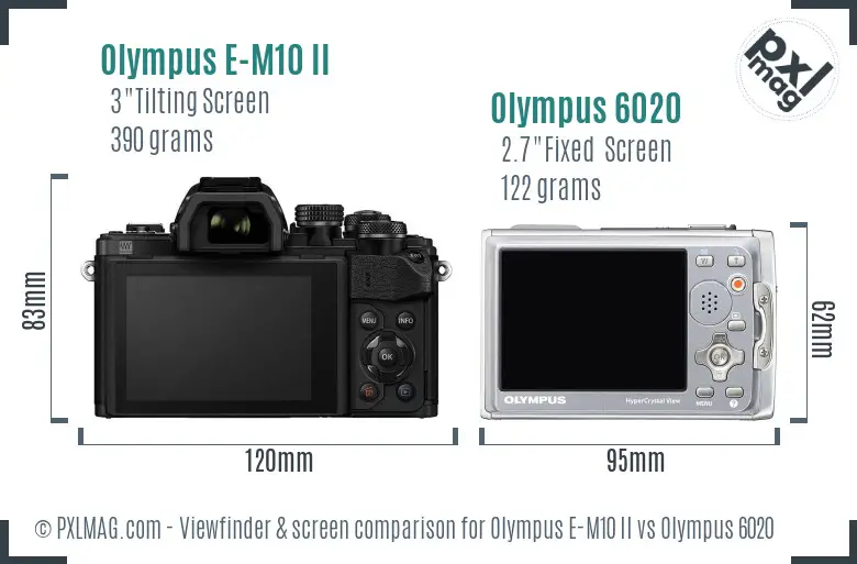 Olympus E-M10 II vs Olympus 6020 Screen and Viewfinder comparison