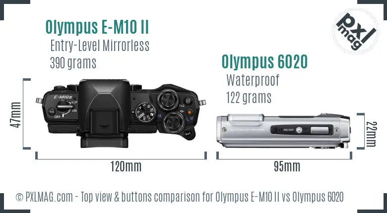 Olympus E-M10 II vs Olympus 6020 top view buttons comparison