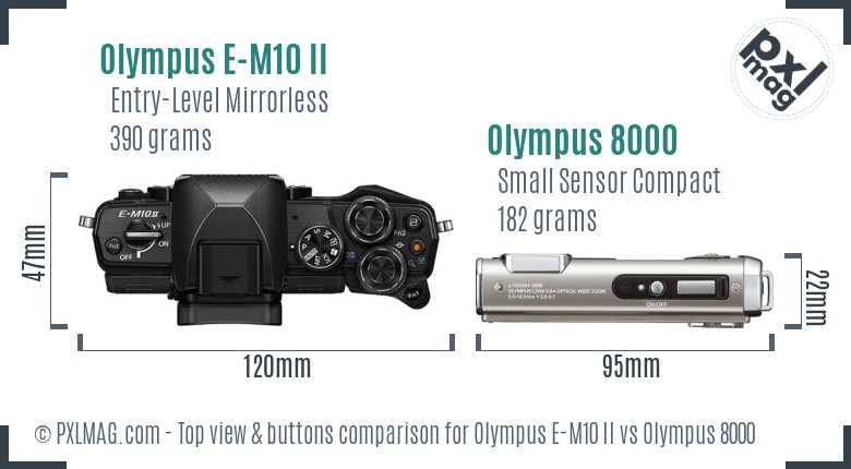Olympus E-M10 II vs Olympus 8000 top view buttons comparison
