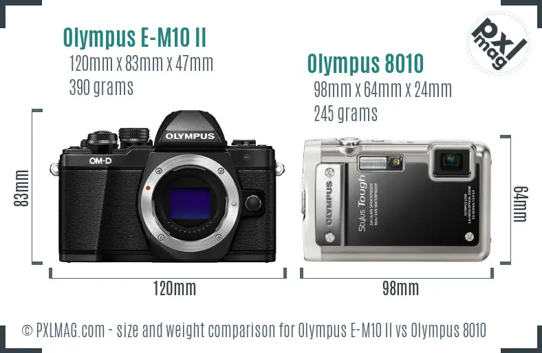 Olympus E-M10 II vs Olympus 8010 size comparison