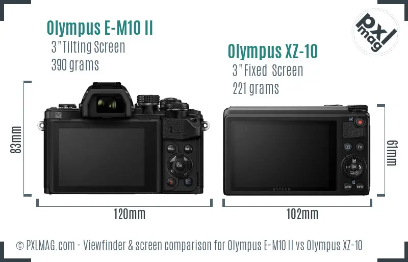 Olympus E-M10 II vs Olympus XZ-10 Screen and Viewfinder comparison