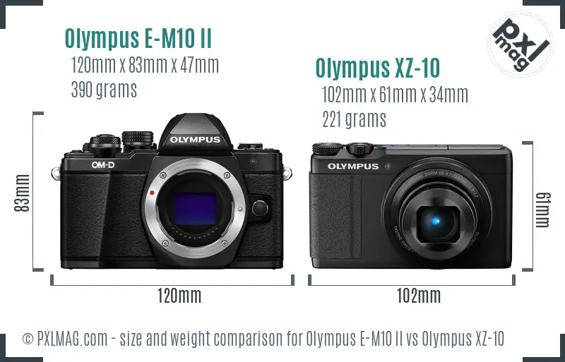Olympus E-M10 II vs Olympus XZ-10 size comparison
