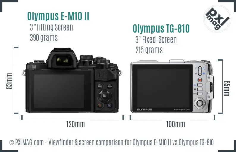 Olympus E-M10 II vs Olympus TG-810 Screen and Viewfinder comparison