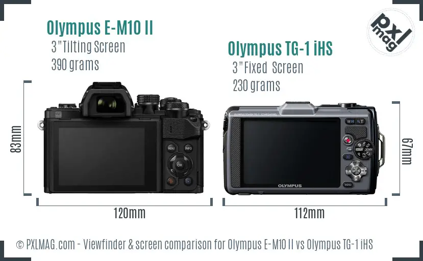 Olympus E-M10 II vs Olympus TG-1 iHS Screen and Viewfinder comparison